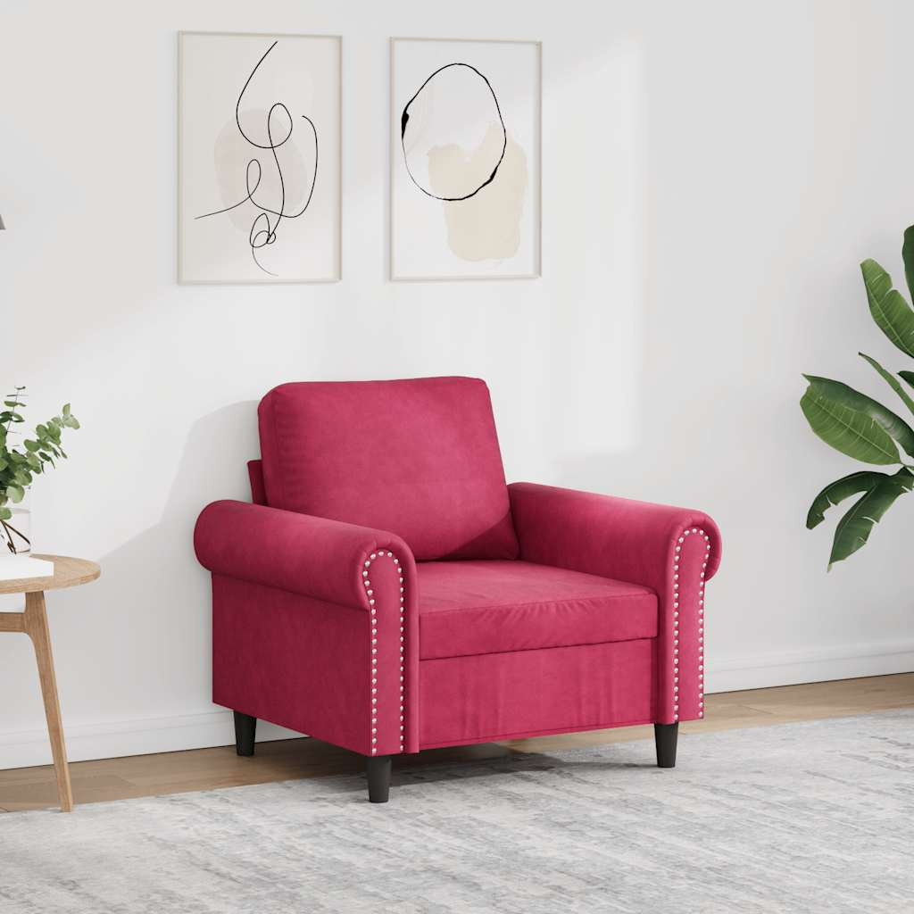 vidaXL Sessel Weinrot 60 cm Samt