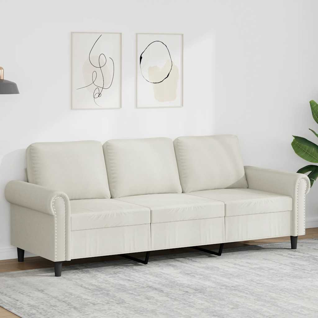 vidaXL 3-Sitzer-Sofa Creme 180 cm Samt