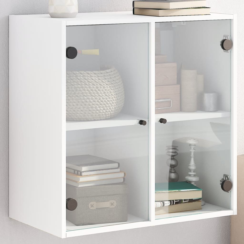 vidaXL Wandschrank mit Glastüren Weiß 68x37x68,5 cm