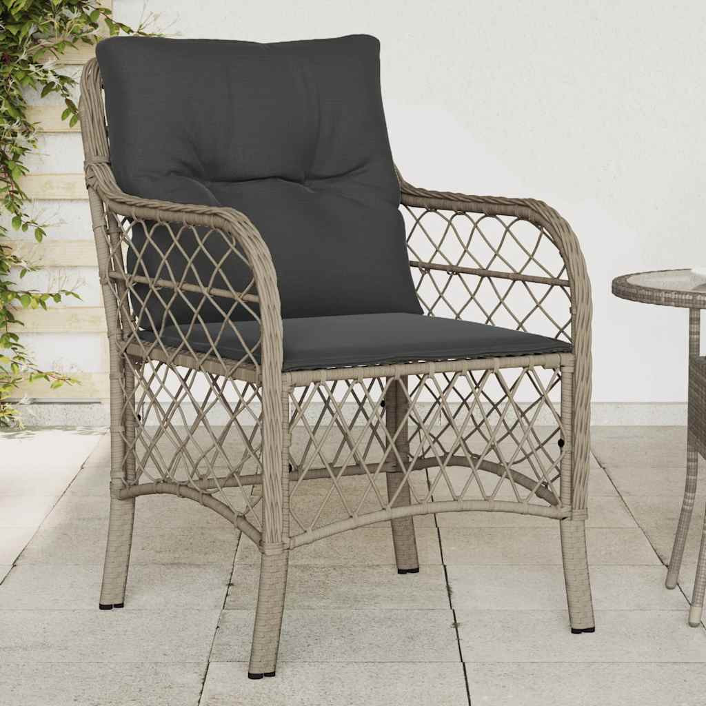 vidaXL Gartenstühle mit Kissen 2 Stk. Hellgrau Poly Rattan