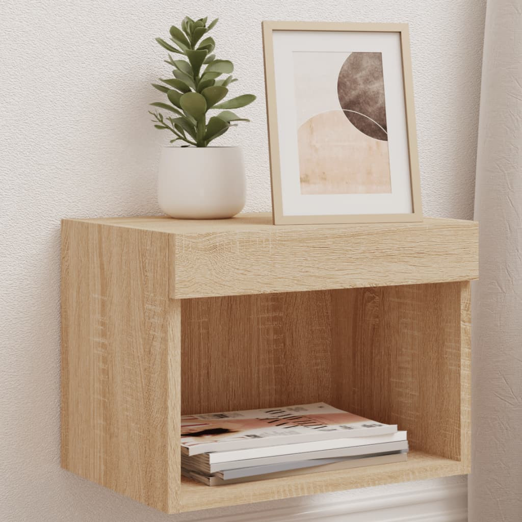 vidaXL Wand-Nachttische mit LED-Leuchten 2 Stk. Sonoma-Eiche