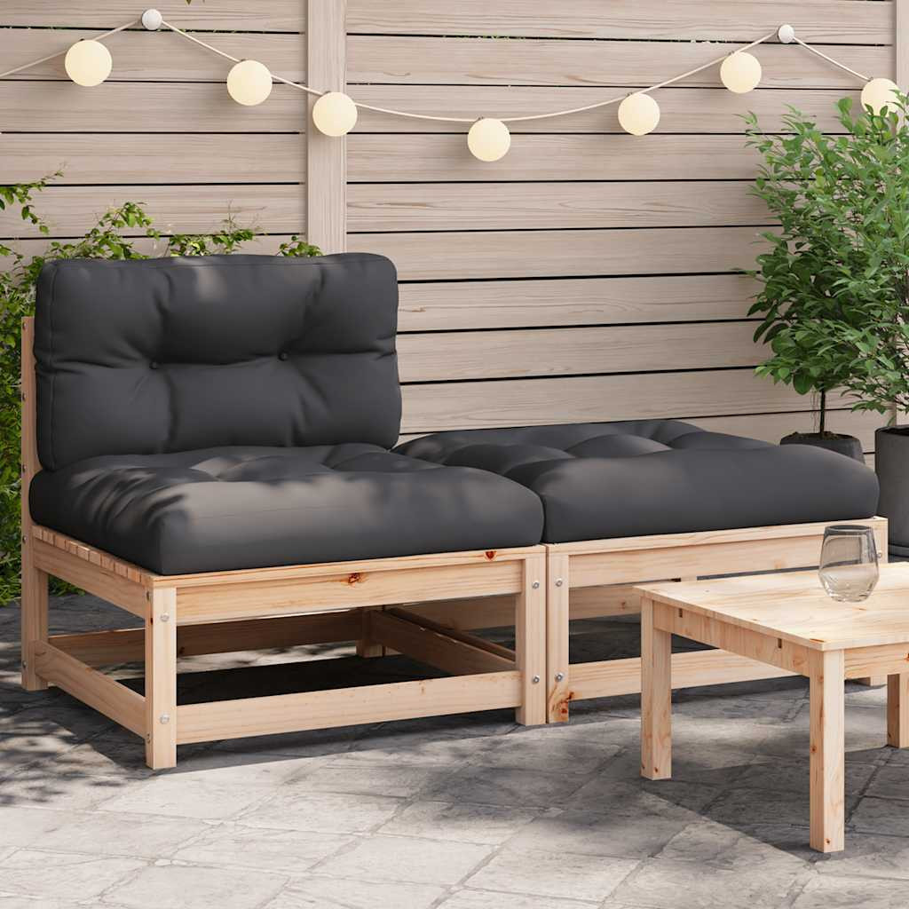 vidaXL Gartensofa ohne Armlehnen mit Kissen und Hocker
