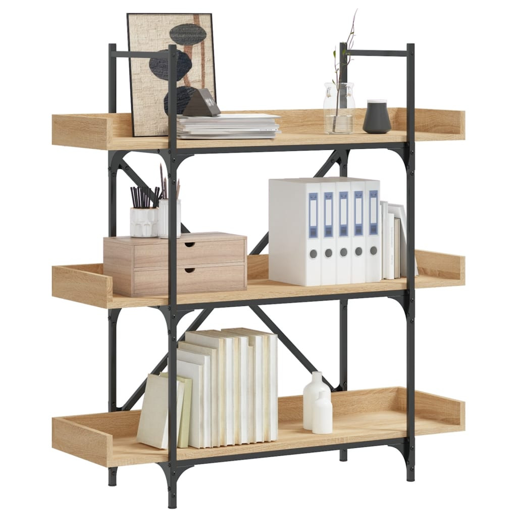 vidaXL Bücherregal 3 Böden Sonoma-Eiche 100x33x108,5 cm Holzwerkstoff