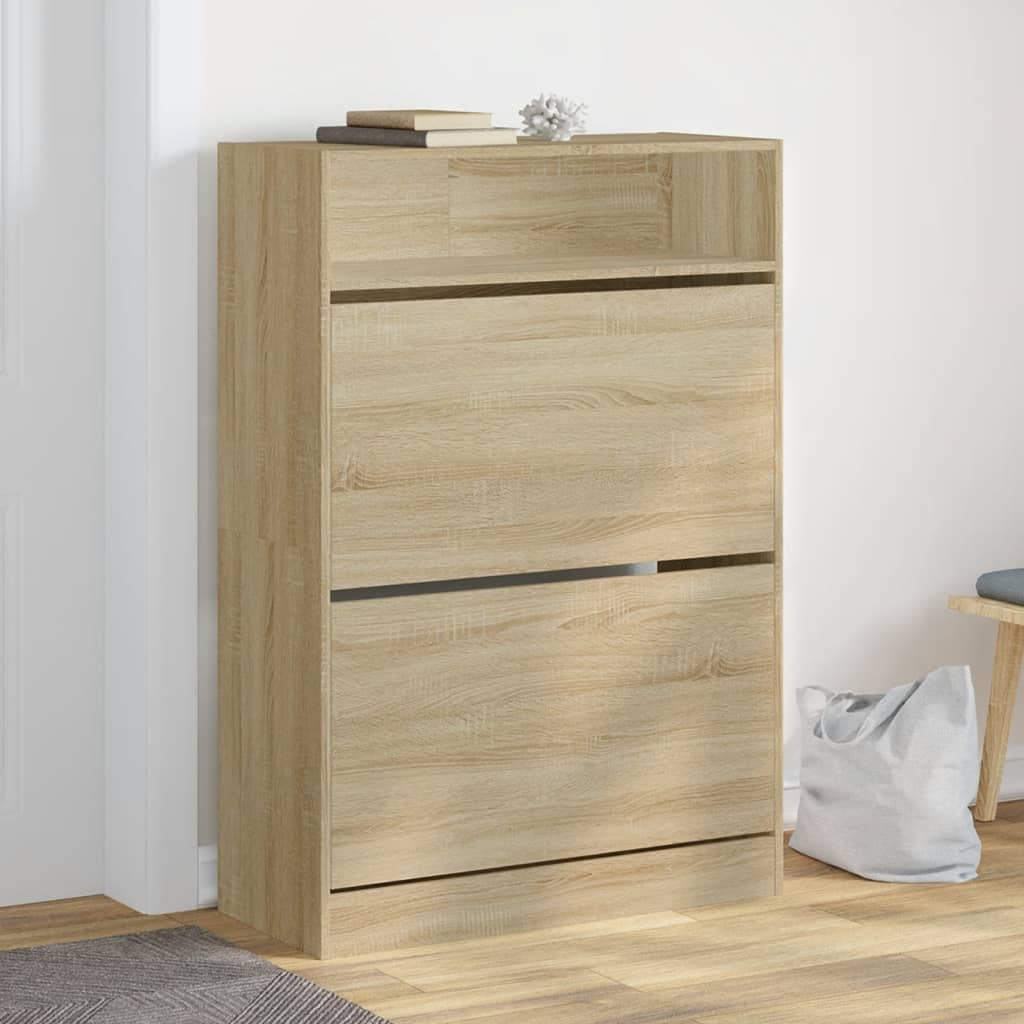 vidaXL Schuhschrank mit 2 Klappen Sonoma-Eiche 80x34x116 cm