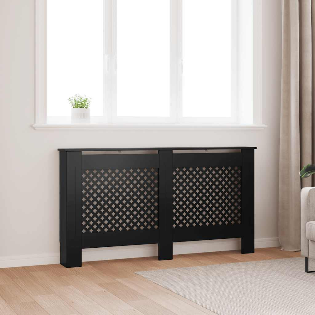 vidaXL Heizkörperverkleidung Schwarz 152x19x81,5 cm MDF
