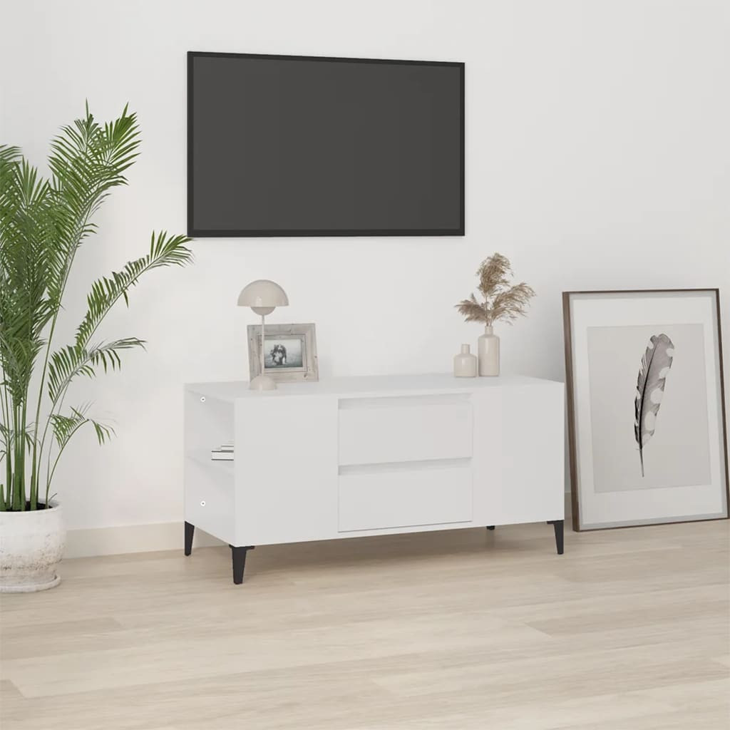 vidaXL TV-Schrank Weiß 102x44,5x50 cm Holzwerkstoff