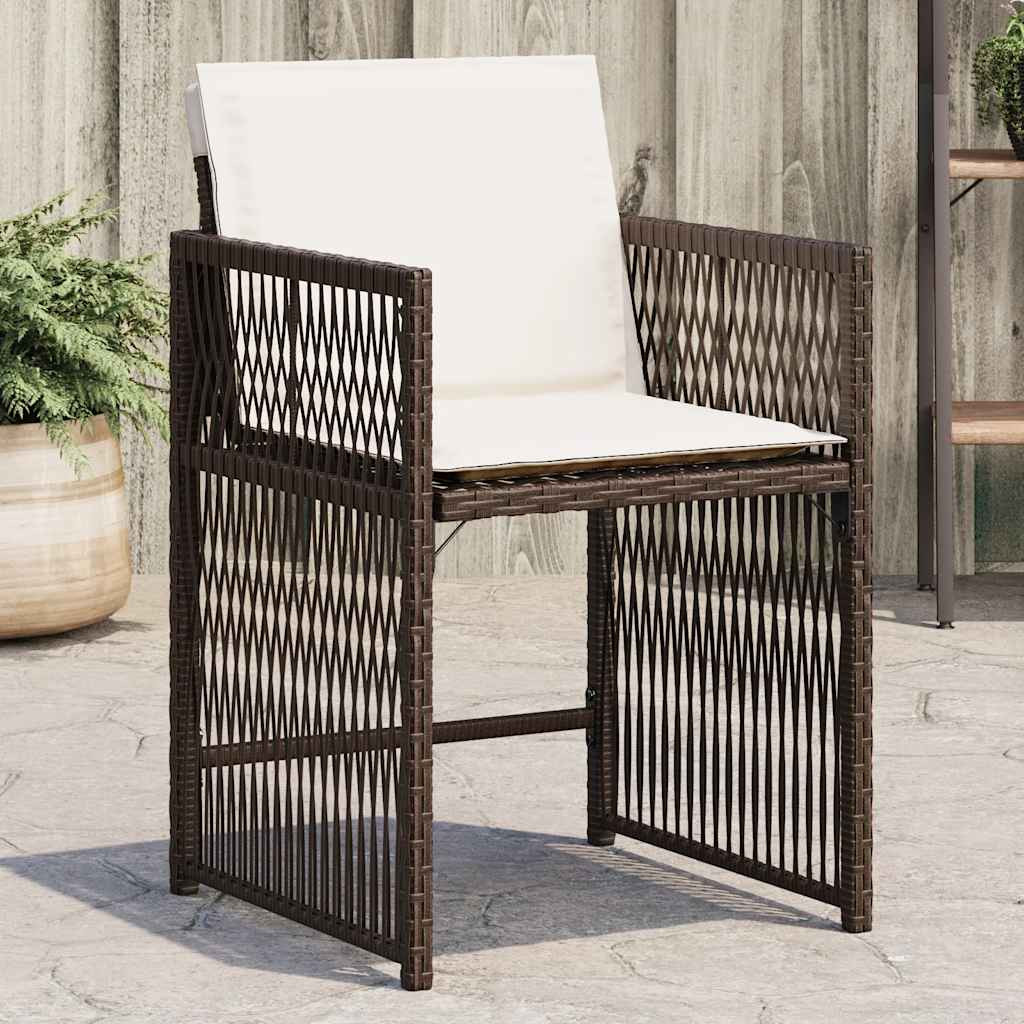vidaXL Gartenstühle mit Kissen 4 Stk. Braun Poly Rattan