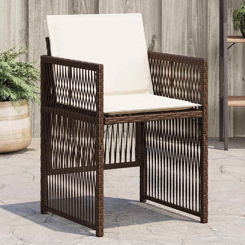 vidaXL Gartenstühle mit Kissen 4 Stk. Braun Poly Rattan