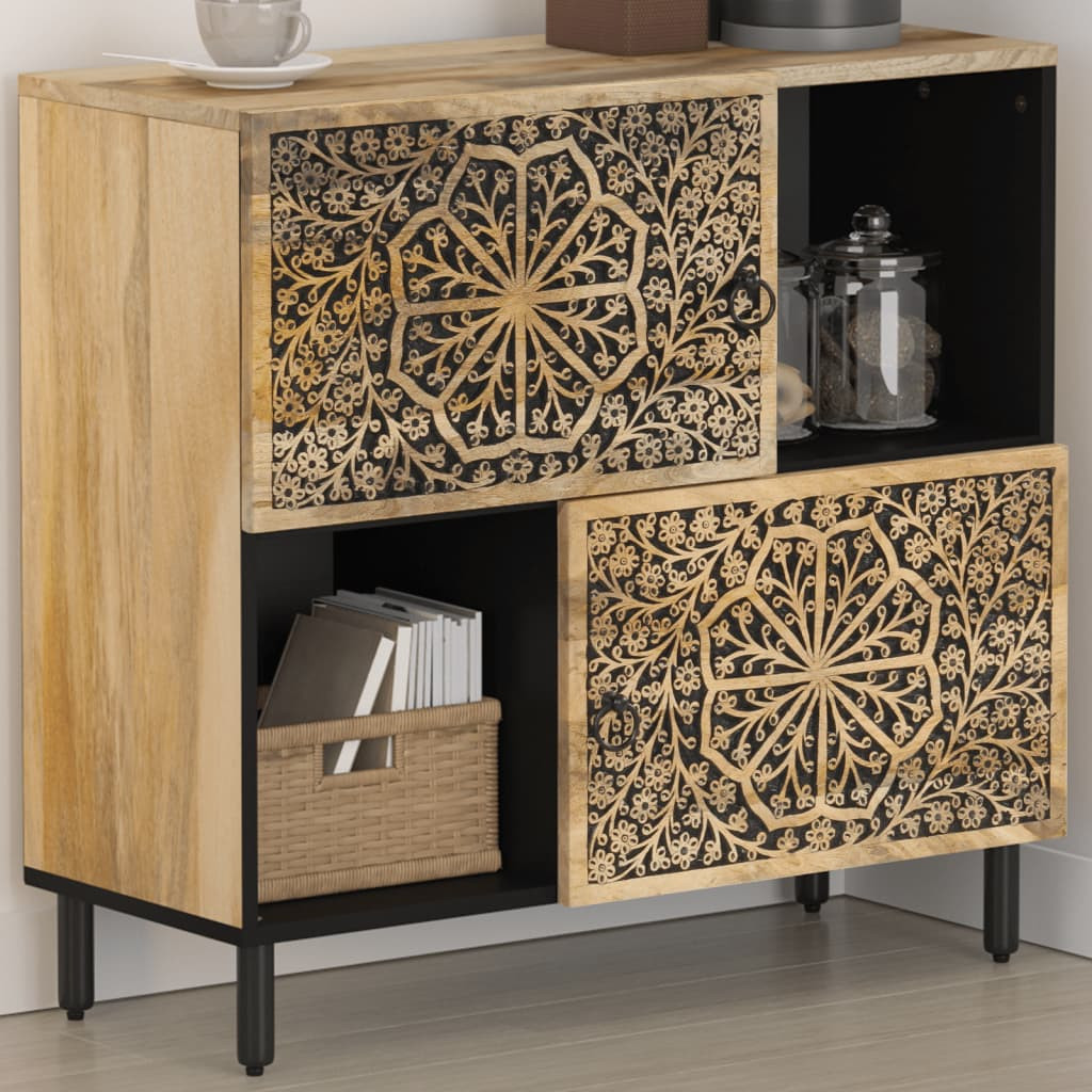 vidaXL Beistellschrank 80x33x75 cm Massivholz Mango