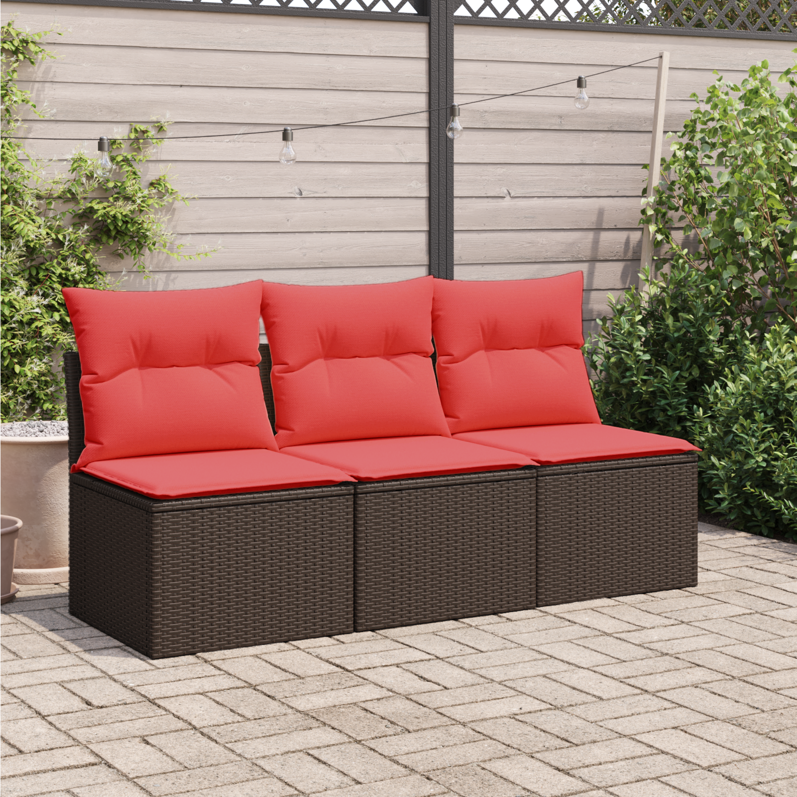 vidaXL | Garten-Sofa | mit Kissen Braun 165 x 62 x 69 cm Poly Rattan