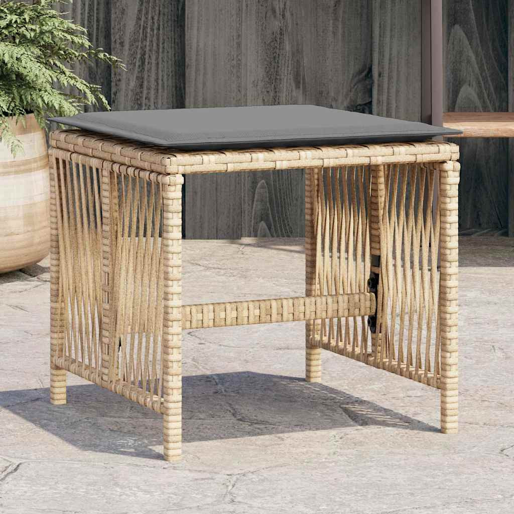 vidaXL Gartenhocker Kissen 4Stk. Beigemischung 41x41x36 cm Poly Rattan