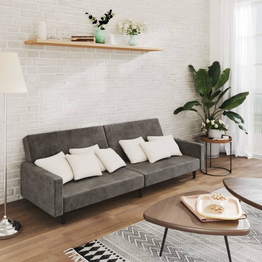 vidaXL Schlafsofa 2-Sitzer Dunkelgrau Samt