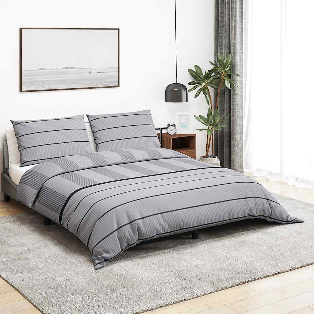vidaXL Bettwäsche-Set Grau 200x200 cm Baumwolle