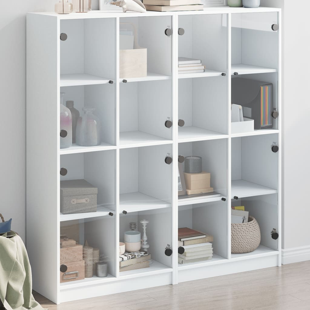 vidaXL Bücherschrank mit Türen Weiß 136x37x142 cm Holzwerkstoff