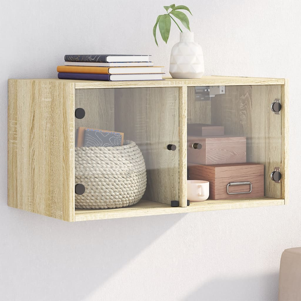 vidaXL Wandschrank mit Glastüren Sonoma-Eiche 68,5x37x35 cm