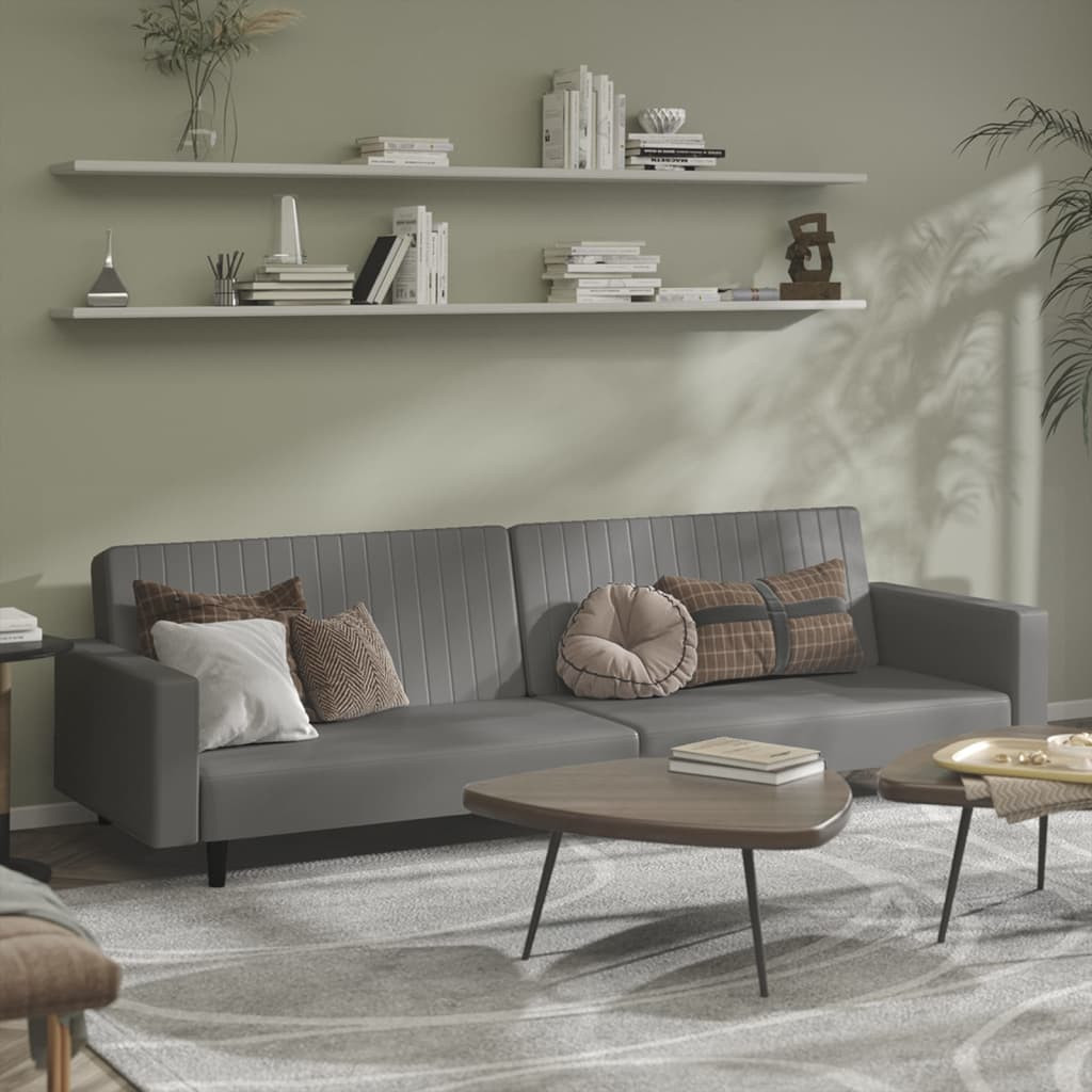 vidaXL Schlafsofa 2-Sitzer Grau Kunstleder