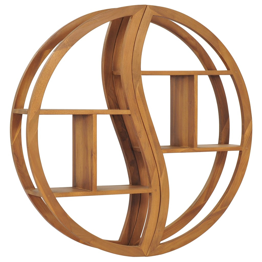 vidaXL Wandregal Yin und Yang 100x20x100 cm Teak Massivholz
