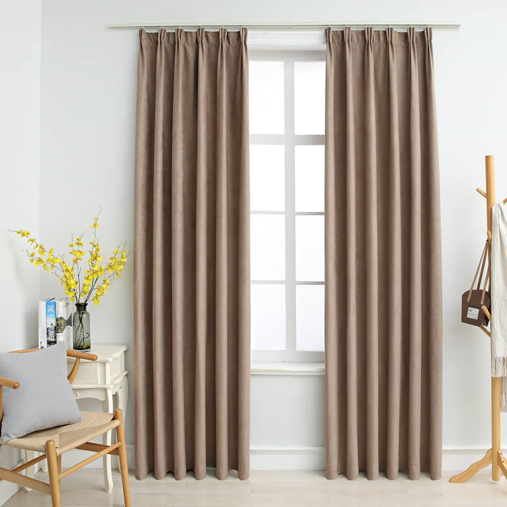 vidaXL Verdunkelungsvorhänge mit Haken 2 Stk. Taupe 140x245 cm