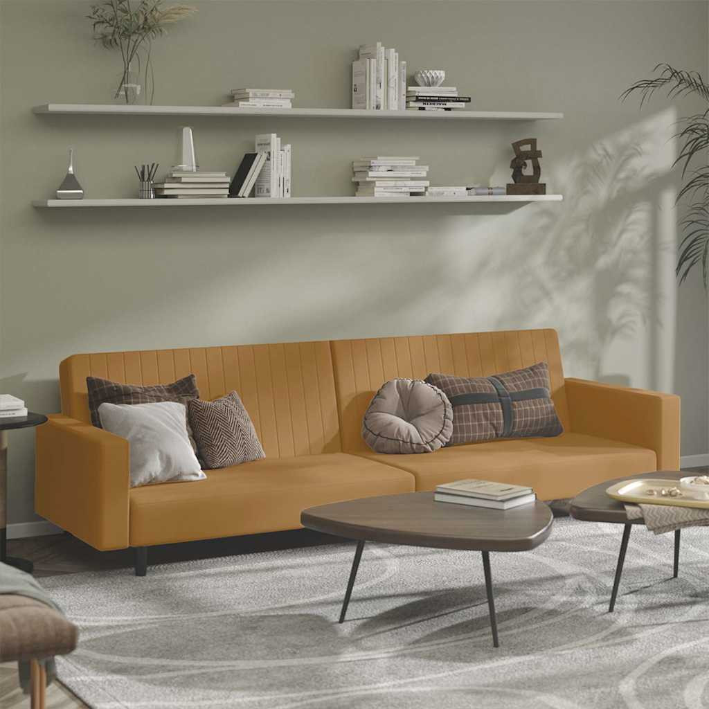 vidaXL Schlafsofa 2-Sitzer Braun Samt