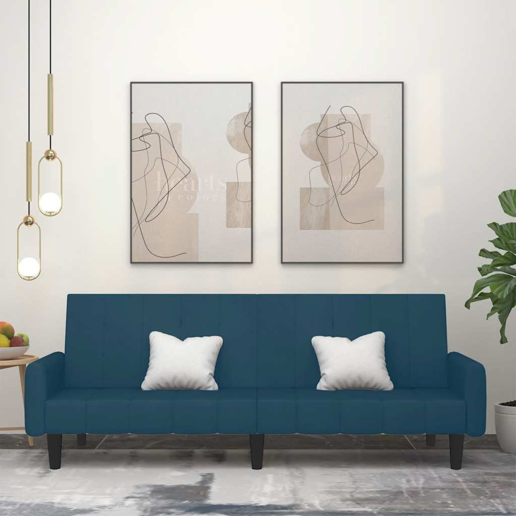 vidaXL Schlafsofa 2-Sitzer Blau Samt