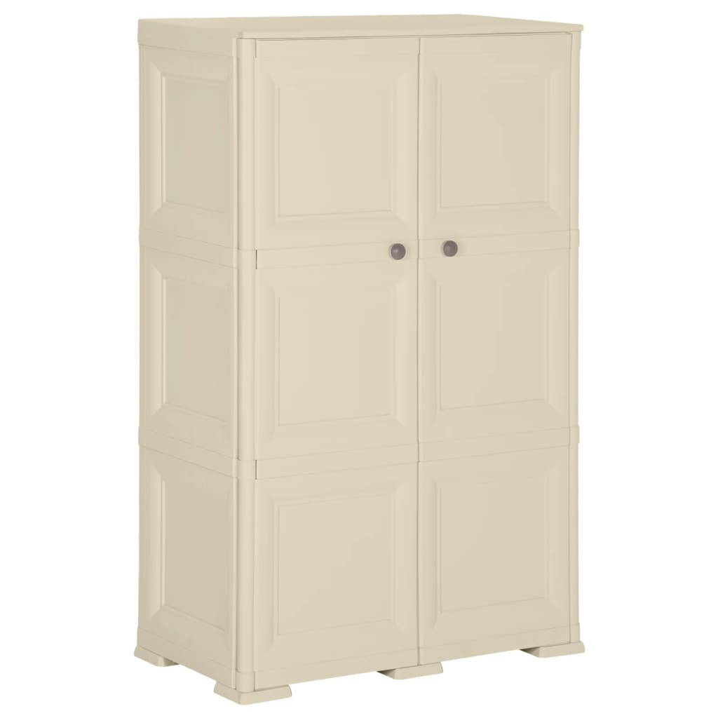 vidaXL Kunststoffschrank 79x43x125 cm Holzdesign Angora-Weiß