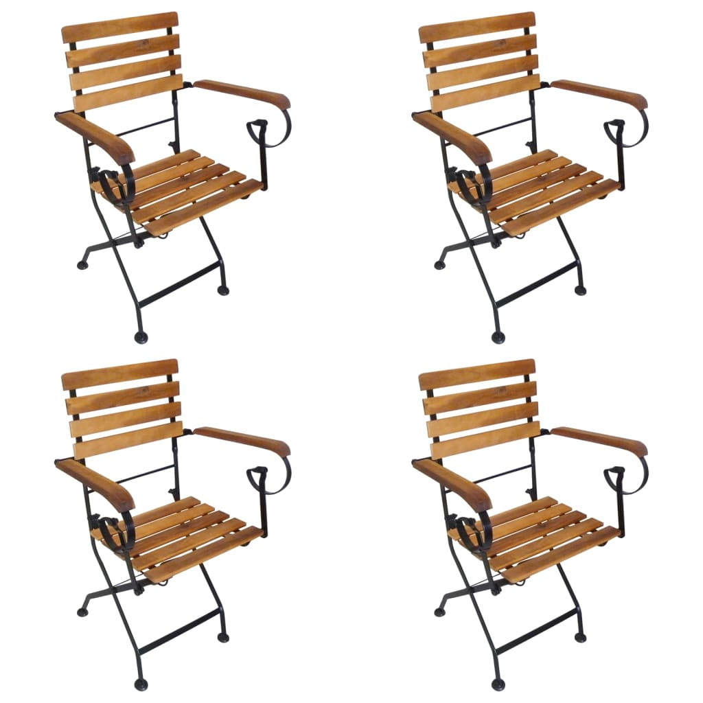 vidaXL Klappbare Gartenstühle 4 Stk. Stahl und Massivholz Akazie