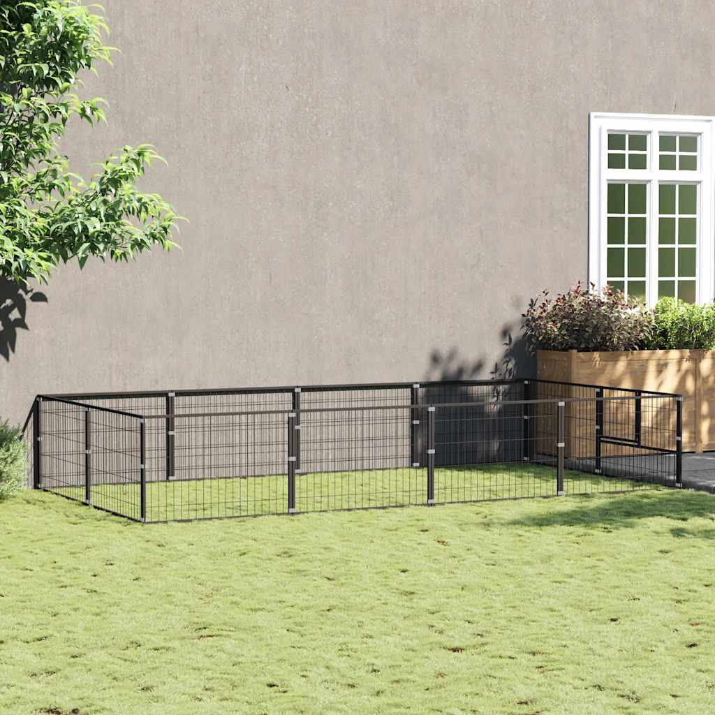 vidaXL Hundezwinger Schwarz 8 m² Stahl
