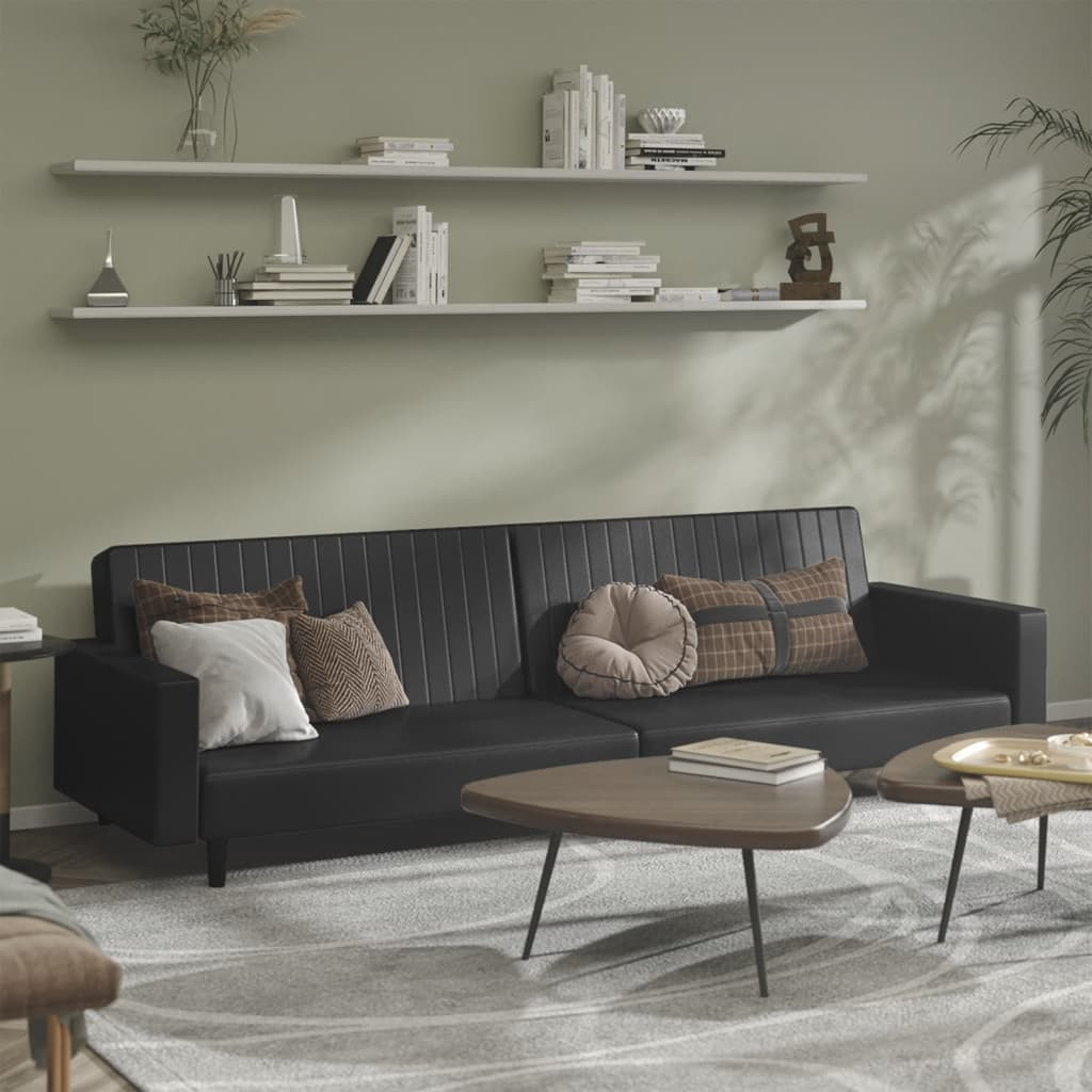 vidaXL Schlafsofa 2-Sitzer Schwarz Kunstleder