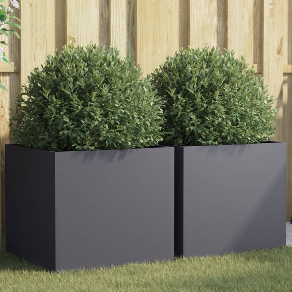vidaXL Pflanzkübel 2 Stk. Anthrazit 49x47x46 cm Stahl