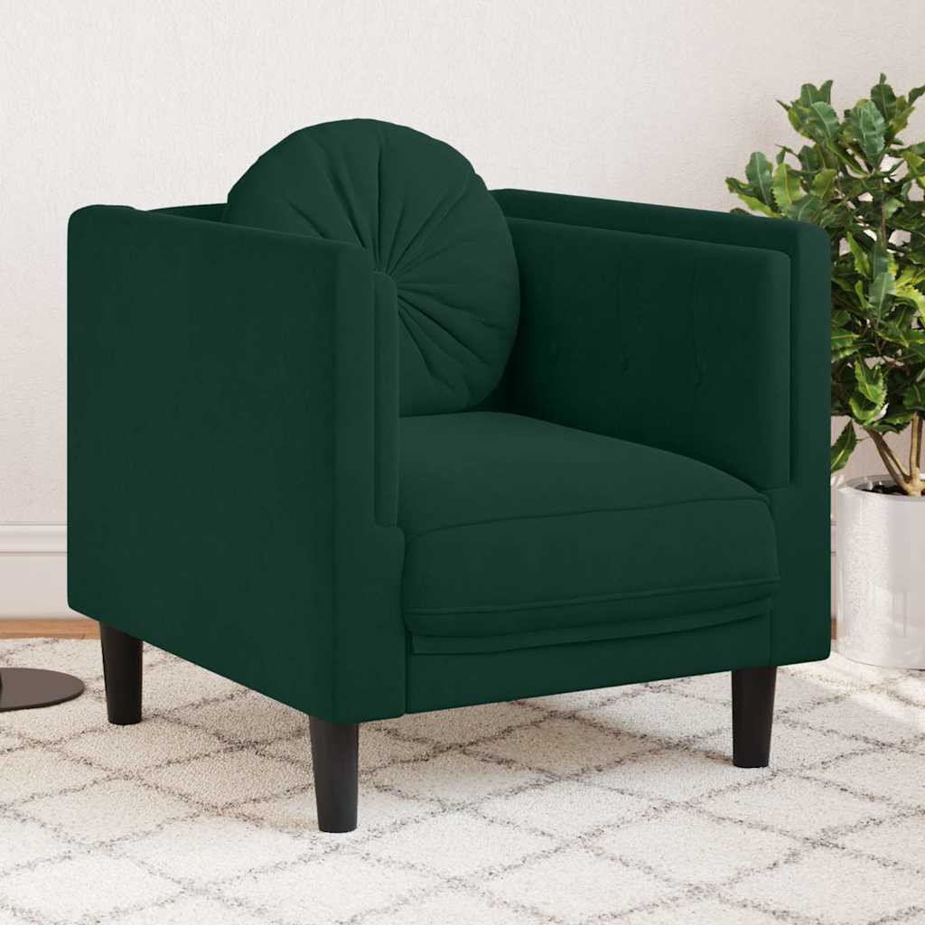 vidaXL Sessel mit Kissen Dunkelgrün Samt