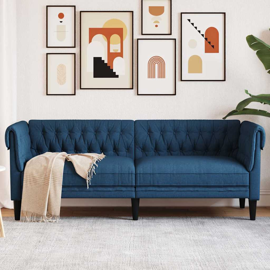 vidaXL Chesterfield-Sofa 3-Sitzer Blau Stoff