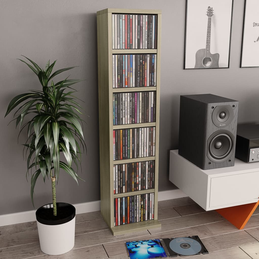 vidaXL CD-Schrank Sonoma-Eiche 21x20x88 cm Holzwerkstoff
