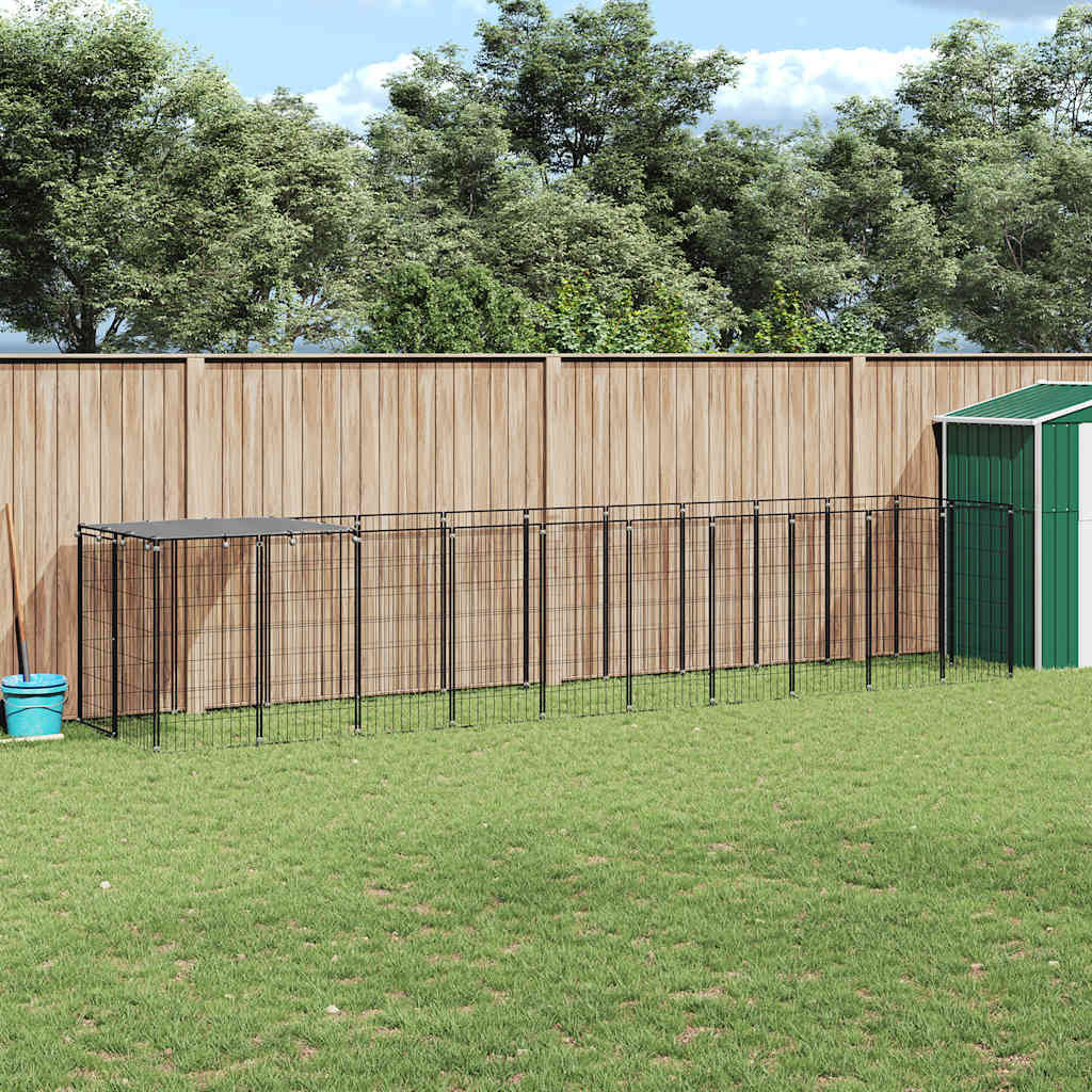 vidaXL Hundezwinger Schwarz 6,05 m² Stahl