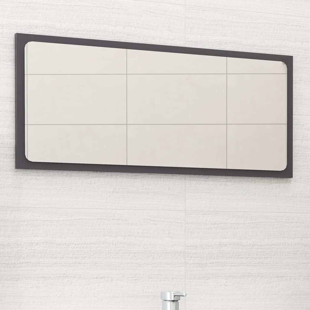 vidaXL Badspiegel Hochglanz-Grau 80x1,5x37 cm Holzwerkstoff