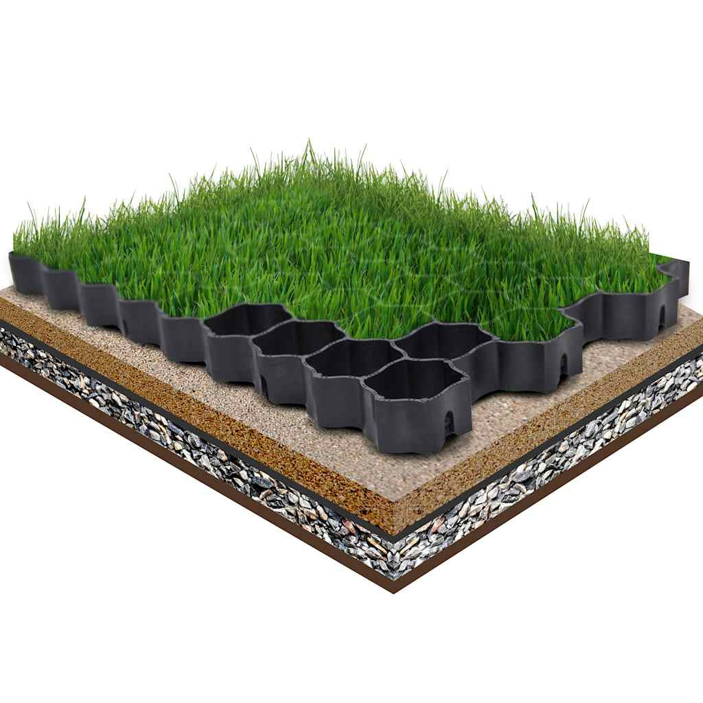 vidaXL Rasenwaben 16 Stk. Schwarz 60x40x3 cm Kunststoff