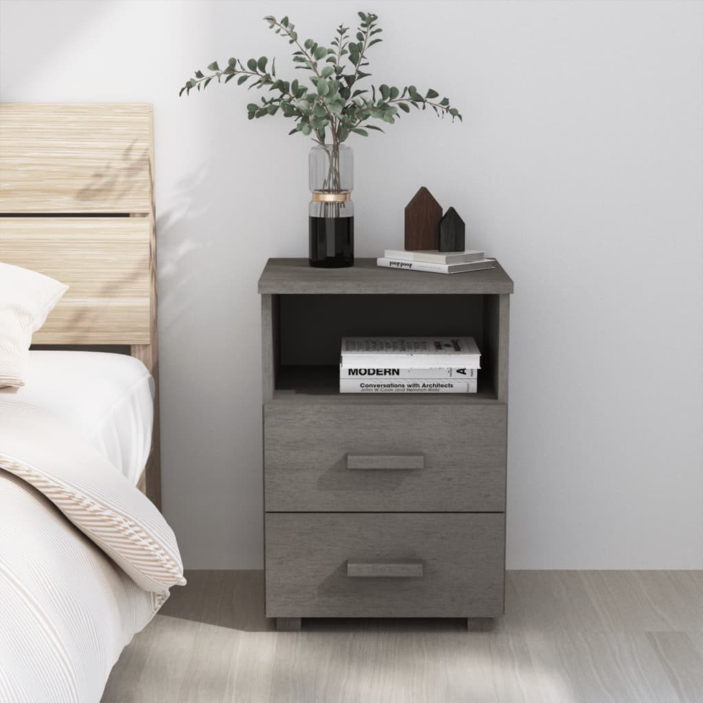 vidaXL Nachttisch HAMAR Hellgrau 40x35x62 cm Massivholz Kiefer