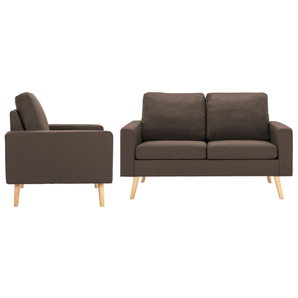 vidaXL 2-tlg. Sofagarnitur Stoff Braun