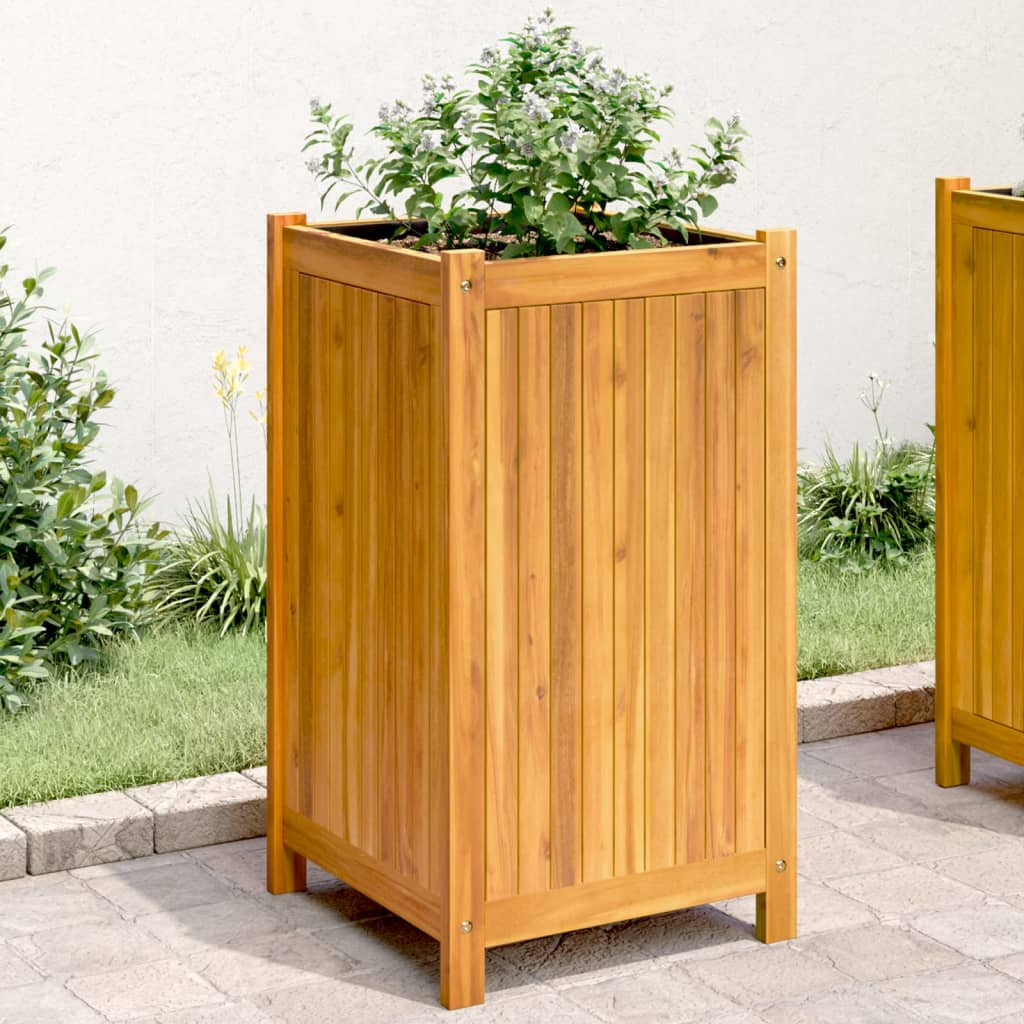 vidaXL Pflanzkübel mit Einlage 42x42x75 cm Massivholz Akazie