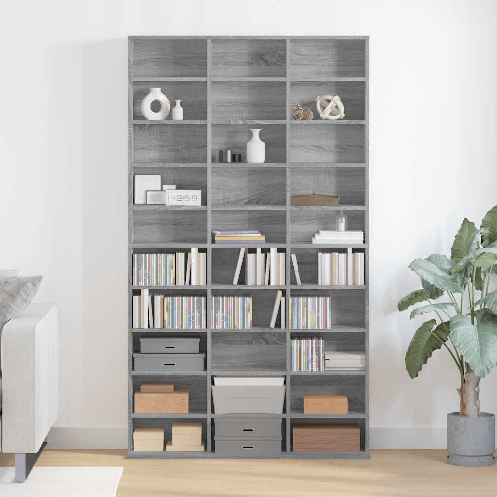 vidaXL CD-Regal Grau Sonoma 102x23x177,5 cm Holzwerkstoff