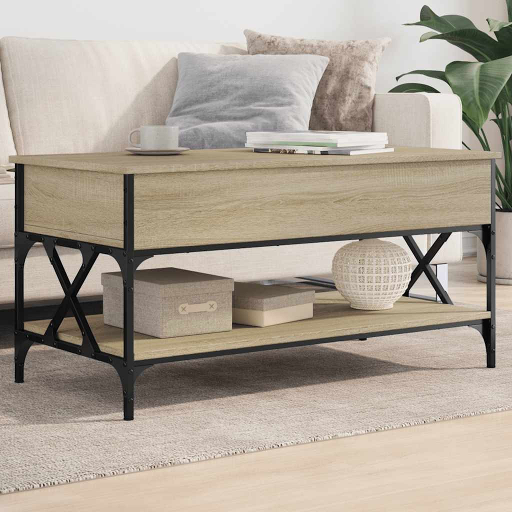 vidaXL Couchtisch Sonoma-Eiche 100x50x50 cm Holzwerkstoff und Metall