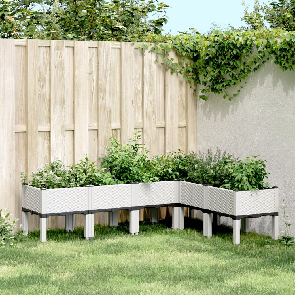 vidaXL Pflanzkasten mit Beinen Weiß 160x120x42 cm PP