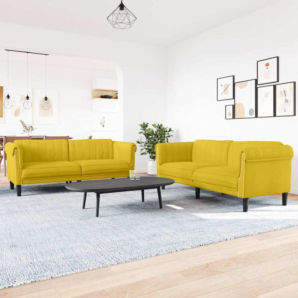 vidaXL 2-tlg. Sofagarnitur Gelb Samt