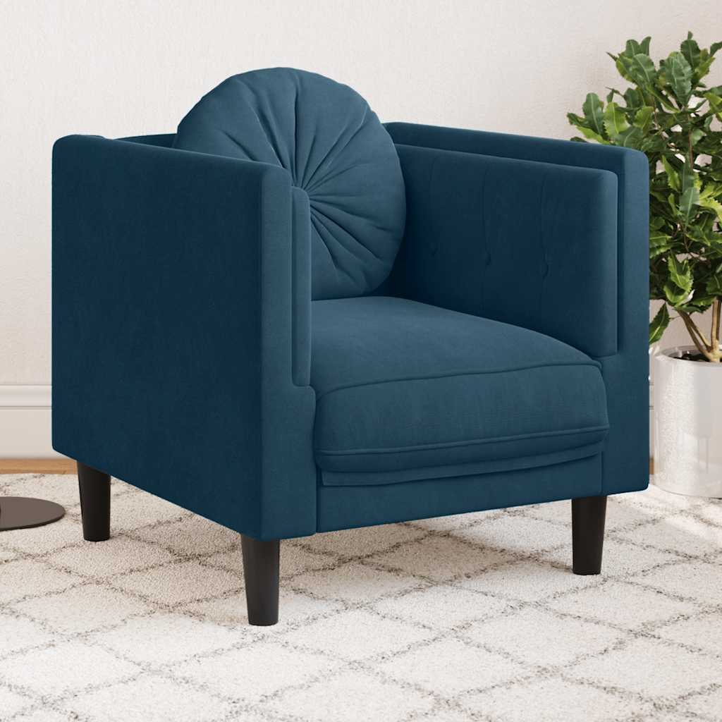 vidaXL Sessel mit Kissen Blau Samt
