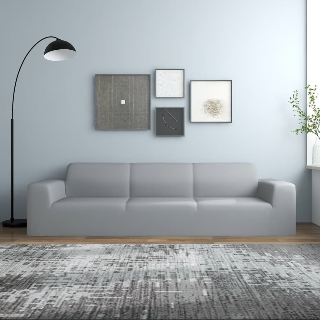 vidaXL Stretch Sofahusse 4-Sitzer Grau Polyester-Jersey