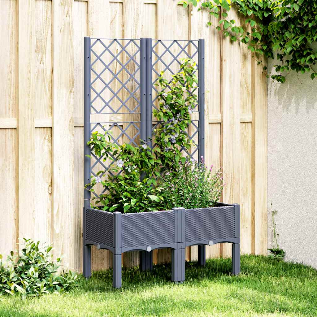 vidaXL Pflanzkübel mit Rankgitter Blaugrau 80x40x142 cm PP