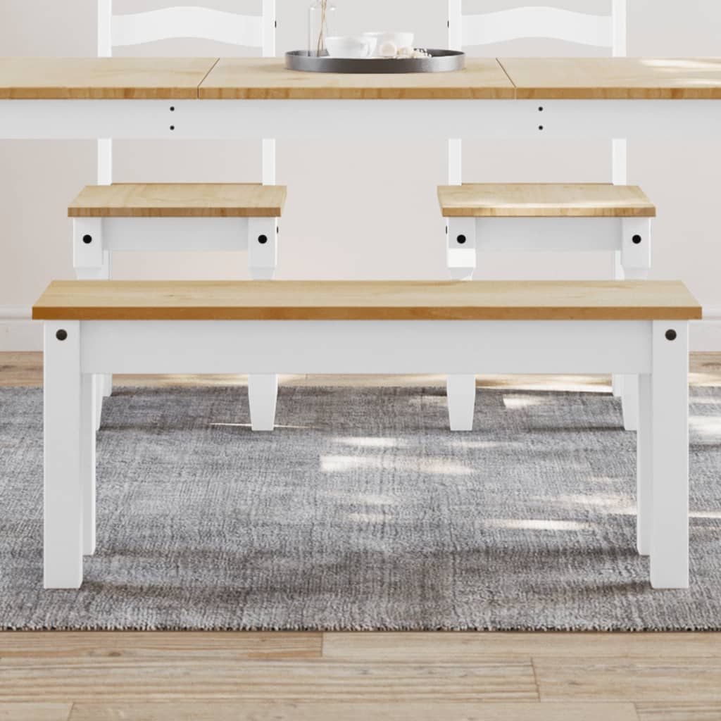 vidaXL Essbank PANAMA Weiß 105x30x45 cm Massivholz Kiefer