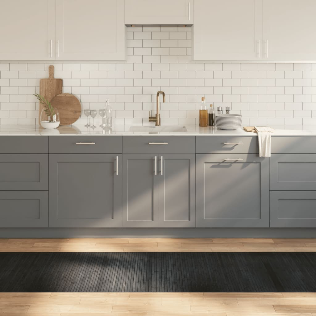 vidaXL Teppich Rechteckig Grau 70x500 cm Bambus