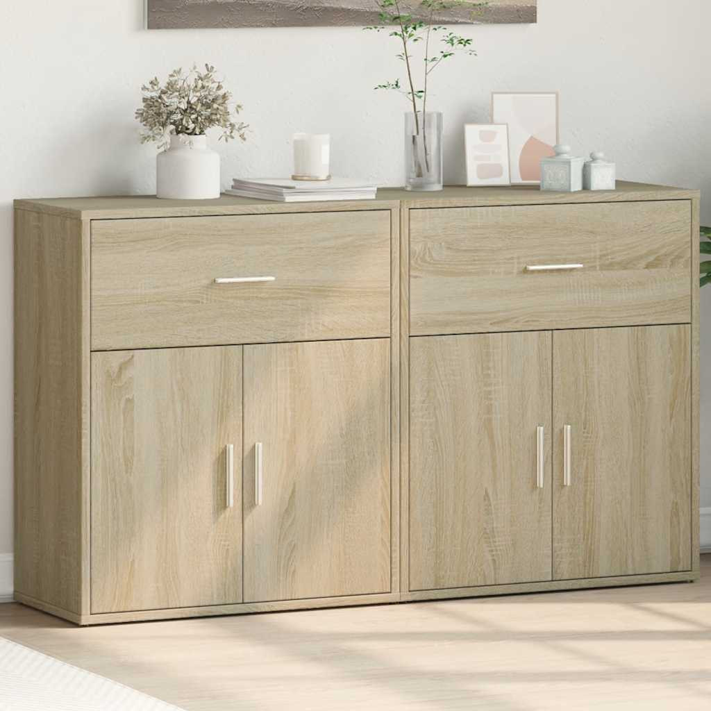 vidaXL Sideboards 2 Stk. Sonoma-Eiche 60x31x70 cm Holzwerkstoff