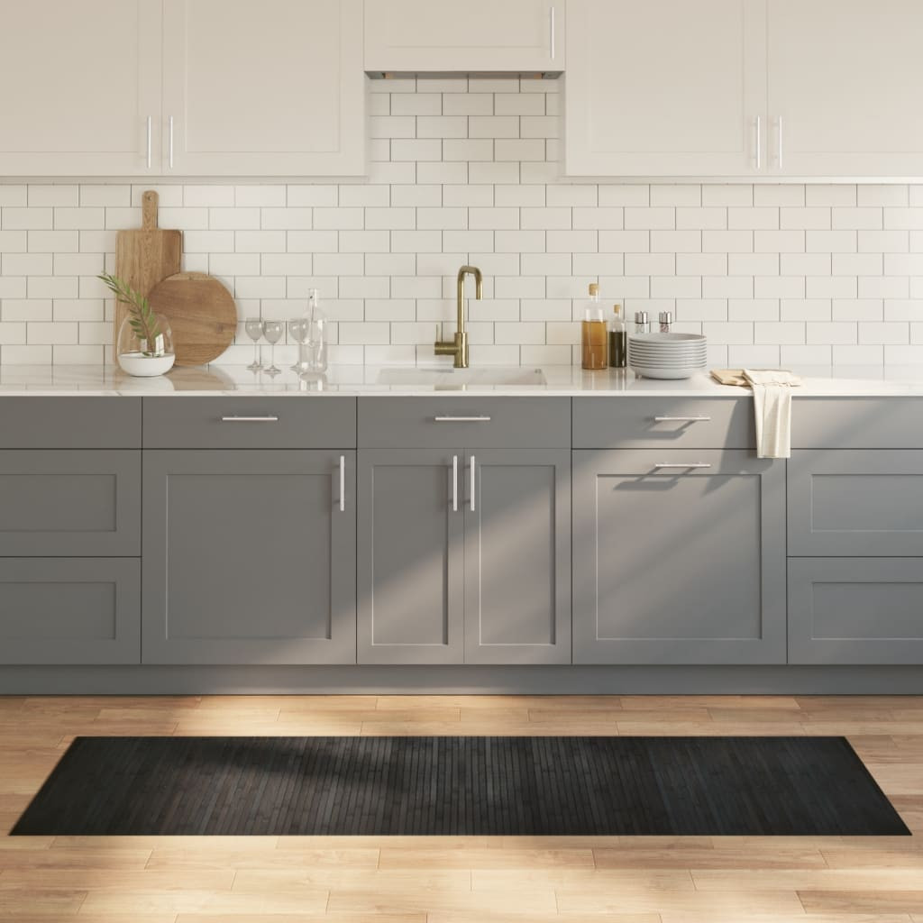 vidaXL Teppich Rechteckig Grau 60x200 cm Bambus