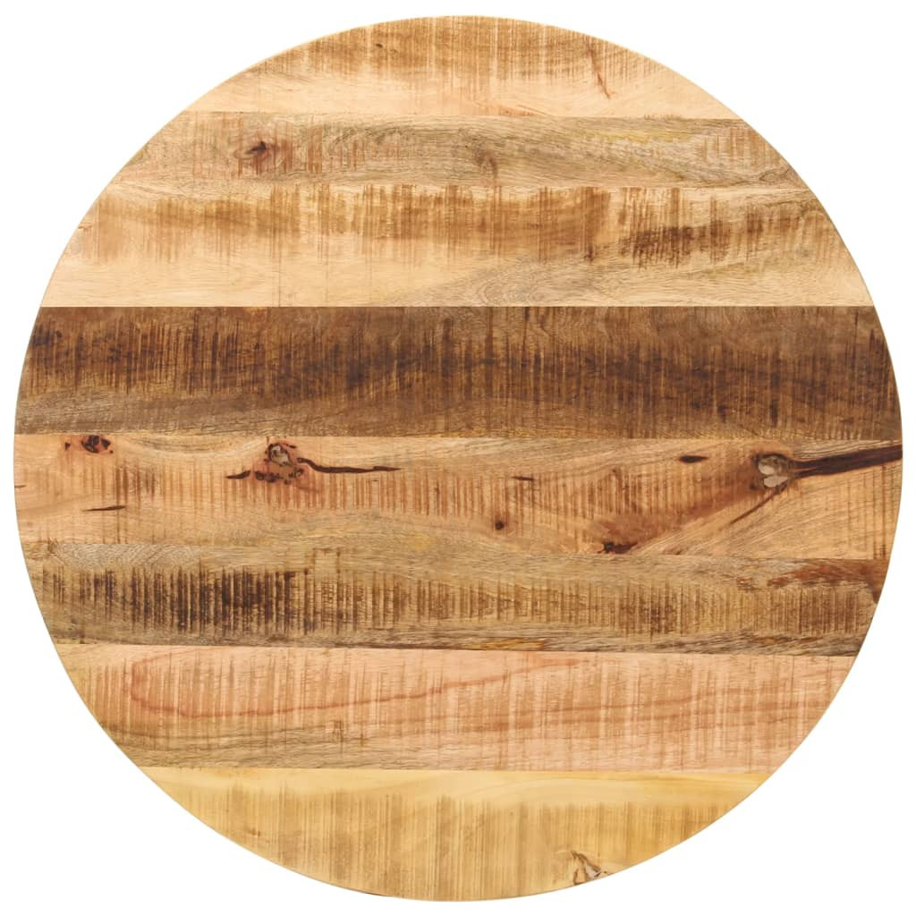 vidaXL Tischplatte Ø 90x2,5 cm Rund Raues Massives Mangoholz
